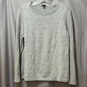 Talbots Pearl-embellished Gray Sweater | Large